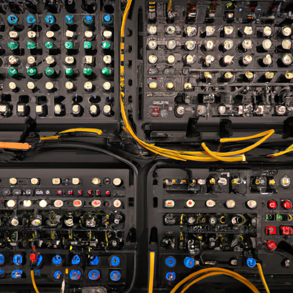 Top-down flatlay of broadcast equipment